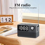Coluna Bluetooth 5.3 com LED BT509 Relógio Despertador Rádio com Ecrã Musical