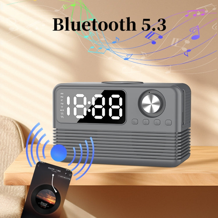 Coluna Bluetooth 5.3 com LED BT509 Relógio Despertador Rádio com Ecrã Musical