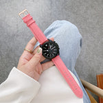Correia de Substituição com Fivela Prateada em Couro Genuíno, Para Samsung Galaxy Watch3 45mm, Para Samsung Galaxy Watch3 41mm