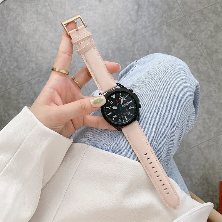Correia de Substituição com Fivela Prateada em Couro Genuíno, Para Samsung Galaxy Watch3 45mm, Para Samsung Galaxy Watch3 41mm