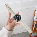 Correia de Substituição com Fivela Prateada em Couro Genuíno, Para Samsung Galaxy Watch3 45mm, Para Samsung Galaxy Watch3 41mm