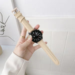 Correia de Substituição com Fivela Prateada em Couro Genuíno, Para Samsung Galaxy Watch3 45mm, Para Samsung Galaxy Watch3 41mm