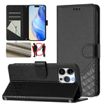 Capa de telemóvel em pele com relevo de favo de mel e proteção RFID, para iPhone 17e / 16e, para iPhone 17 Pro Max, para iPhone 17 Pro, para iPhone 17, para iPhone Air, para iPhone 16 Pro Max, para iPhone 16 Pro, para iPhone 16 Plus