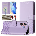 Capa de telemóvel em pele com relevo de favo de mel e proteção RFID, para iPhone 17e / 16e, para iPhone 17 Pro Max, para iPhone 17 Pro, para iPhone 17, para iPhone Air, para iPhone 16 Pro Max, para iPhone 16 Pro, para iPhone 16 Plus