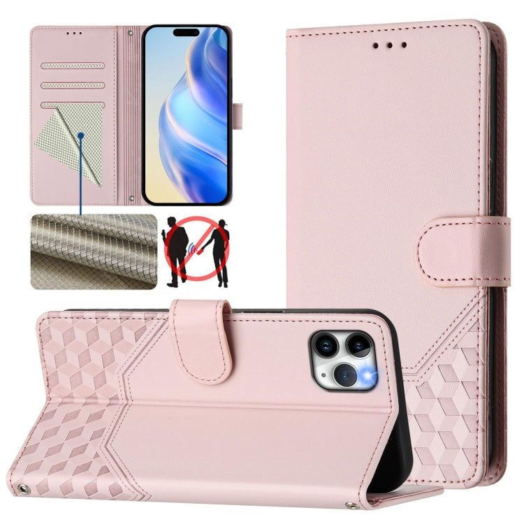 Capa de telemóvel em pele com relevo de colmeia e proteção RFID, Para iPhone 11 Pro Max, Para iPhone 11, Para iPhone 11 Pro, Para iPhone X / XS, Para iPhone XR, Para iPhone XS Max, Para iPhone 8 Plus / 7 Plus