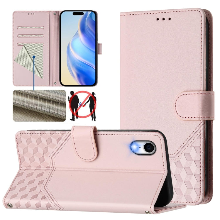 Capa de telemóvel em pele com relevo de colmeia e proteção RFID, Para iPhone 11 Pro Max, Para iPhone 11, Para iPhone 11 Pro, Para iPhone X / XS, Para iPhone XR, Para iPhone XS Max, Para iPhone 8 Plus / 7 Plus