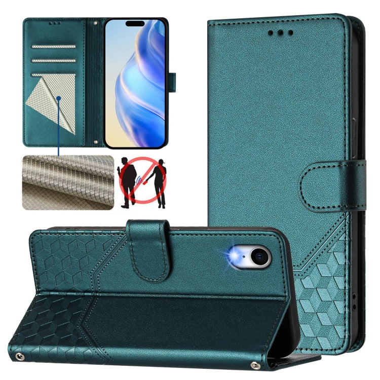 Capa de telemóvel em pele com relevo de colmeia e proteção RFID, Para iPhone 11 Pro Max, Para iPhone 11, Para iPhone 11 Pro, Para iPhone X / XS, Para iPhone XR, Para iPhone XS Max, Para iPhone 8 Plus / 7 Plus