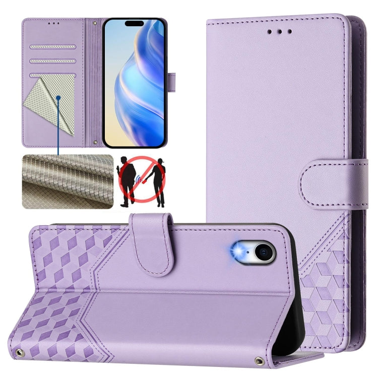 Capa de telemóvel em pele com relevo de colmeia e proteção RFID, Para iPhone 11 Pro Max, Para iPhone 11, Para iPhone 11 Pro, Para iPhone X / XS, Para iPhone XR, Para iPhone XS Max, Para iPhone 8 Plus / 7 Plus
