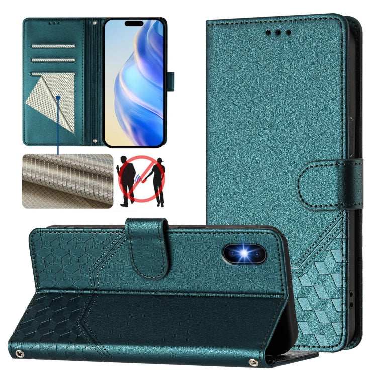 Capa de telemóvel em pele com relevo de colmeia e proteção RFID, Para iPhone 11 Pro Max, Para iPhone 11, Para iPhone 11 Pro, Para iPhone X / XS, Para iPhone XR, Para iPhone XS Max, Para iPhone 8 Plus / 7 Plus