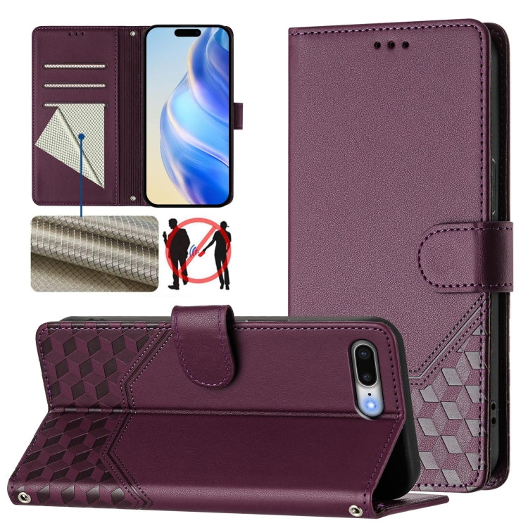Capa de telemóvel em pele com relevo de colmeia e proteção RFID, Para iPhone 11 Pro Max, Para iPhone 11, Para iPhone 11 Pro, Para iPhone X / XS, Para iPhone XR, Para iPhone XS Max, Para iPhone 8 Plus / 7 Plus