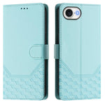 Capa de telemóvel em pele com relevo de favo de mel e proteção RFID, para iPhone 17e / 16e, para iPhone 17 Pro Max, para iPhone 17 Pro, para iPhone 17, para iPhone Air, para iPhone 16 Pro Max, para iPhone 16 Pro, para iPhone 16 Plus