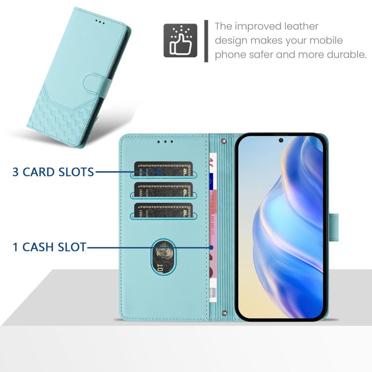 Capa de telemóvel em pele com relevo de favo de mel e proteção RFID, para iPhone 17e / 16e, para iPhone 17 Pro Max, para iPhone 17 Pro, para iPhone 17, para iPhone Air, para iPhone 16 Pro Max, para iPhone 16 Pro, para iPhone 16 Plus