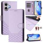 Capa de telemóvel em pele com relevo de favo de mel e proteção RFID, para iPhone 17e / 16e, para iPhone 17 Pro Max, para iPhone 17 Pro, para iPhone 17, para iPhone Air, para iPhone 16 Pro Max, para iPhone 16 Pro, para iPhone 16 Plus