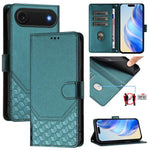 Capa de telemóvel em pele com relevo de favo de mel e proteção RFID, para iPhone 17e / 16e, para iPhone 17 Pro Max, para iPhone 17 Pro, para iPhone 17, para iPhone Air, para iPhone 16 Pro Max, para iPhone 16 Pro, para iPhone 16 Plus