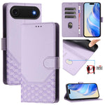 Capa de telemóvel em pele com relevo de favo de mel e proteção RFID, para iPhone 17e / 16e, para iPhone 17 Pro Max, para iPhone 17 Pro, para iPhone 17, para iPhone Air, para iPhone 16 Pro Max, para iPhone 16 Pro, para iPhone 16 Plus