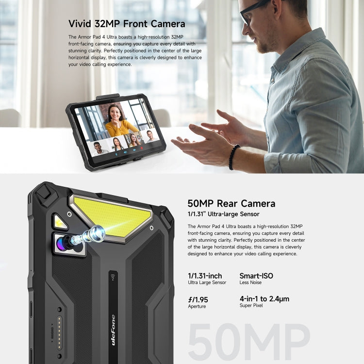 Ulefone Armor Pad 4 Ultra Versão Térmica Tablet Robusto, 10,36 polegadas Android 14 MediaTek Dimensity 6300 Octa Core Rede 5G, Plugue UE, Armor Pad 4 Ultra Imagem Térmica