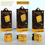HX111 Carregador Ultra-rápido USB 120W, Type-C GaN, Ficha US, Ficha UE, Ficha UK
