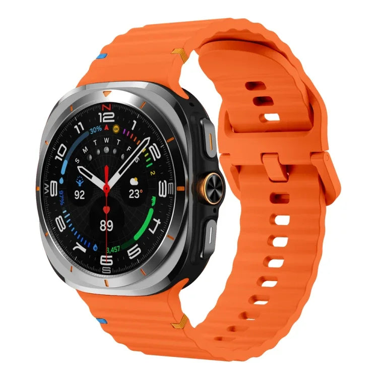 Pulseira de Silicone com Grão Ondulado e Costura, Para Samsung Galaxy Watch Ultra 47mm / Ultra 2025