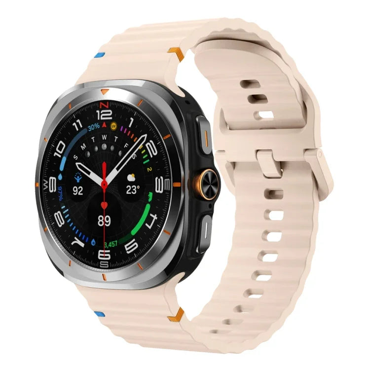 Pulseira de Silicone com Grão Ondulado e Costura, Para Samsung Galaxy Watch Ultra 47mm / Ultra 2025