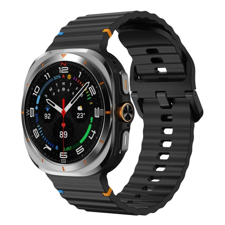 Pulseira de Silicone com Grão Ondulado e Costura, Para Samsung Galaxy Watch Ultra 47mm / Ultra 2025
