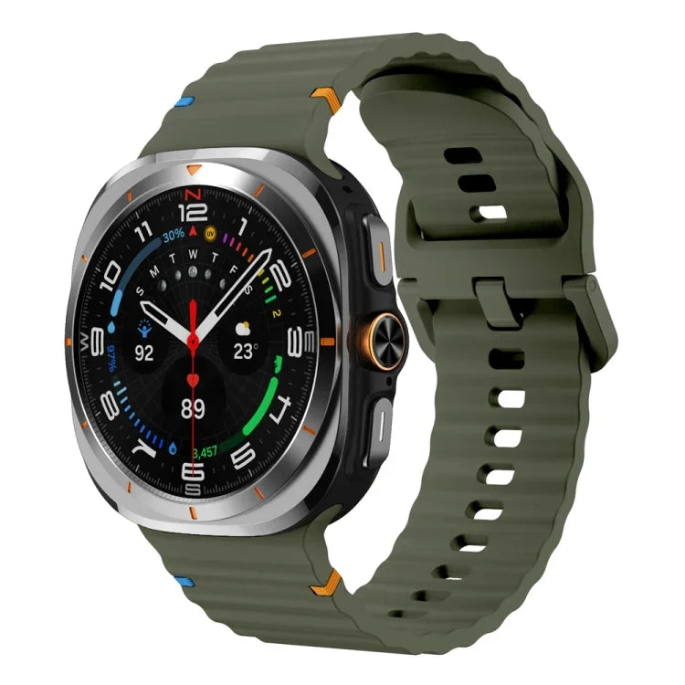 Pulseira de Silicone com Grão Ondulado e Costura, Para Samsung Galaxy Watch Ultra 47mm / Ultra 2025