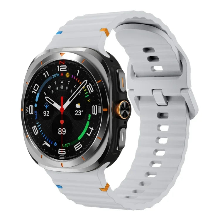 Pulseira de Silicone com Grão Ondulado e Costura, Para Samsung Galaxy Watch Ultra 47mm / Ultra 2025