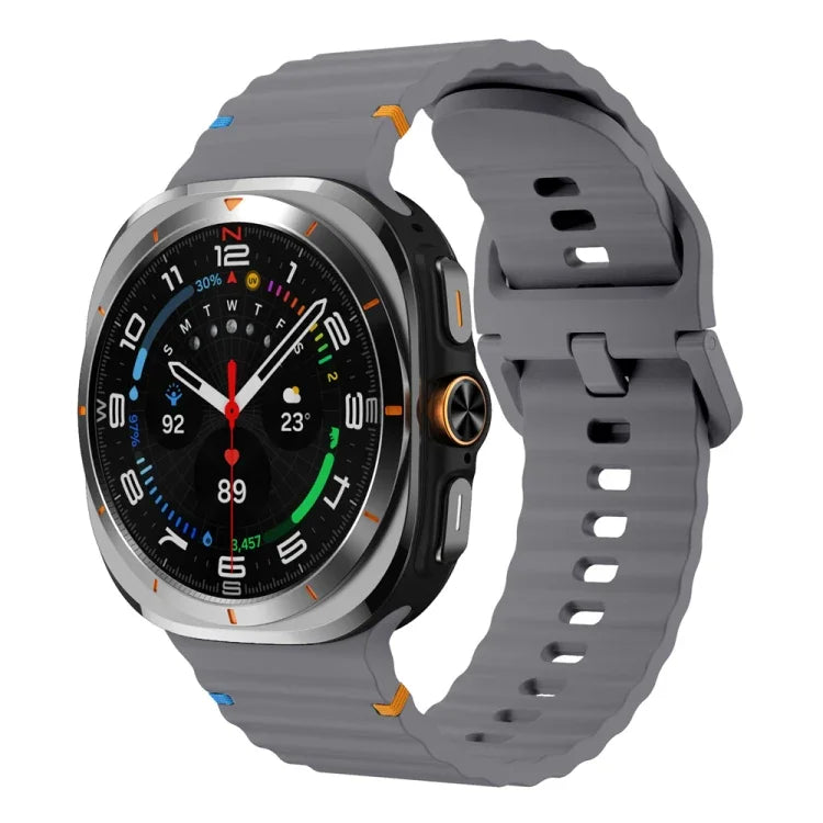 Pulseira de Silicone com Grão Ondulado e Costura, Para Samsung Galaxy Watch Ultra 47mm / Ultra 2025