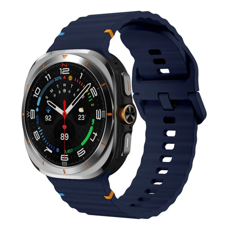 Pulseira de Silicone com Grão Ondulado e Costura, Para Samsung Galaxy Watch Ultra 47mm / Ultra 2025