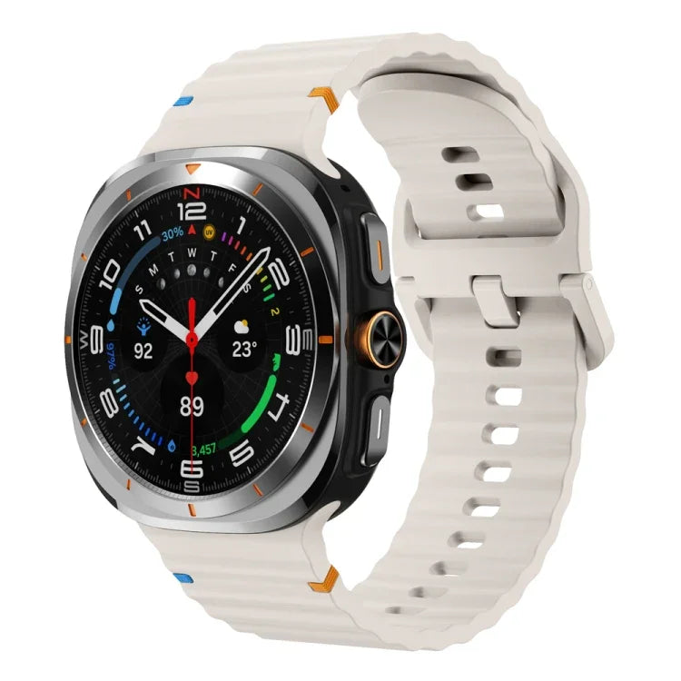 Pulseira de Silicone com Grão Ondulado e Costura, Para Samsung Galaxy Watch Ultra 47mm / Ultra 2025