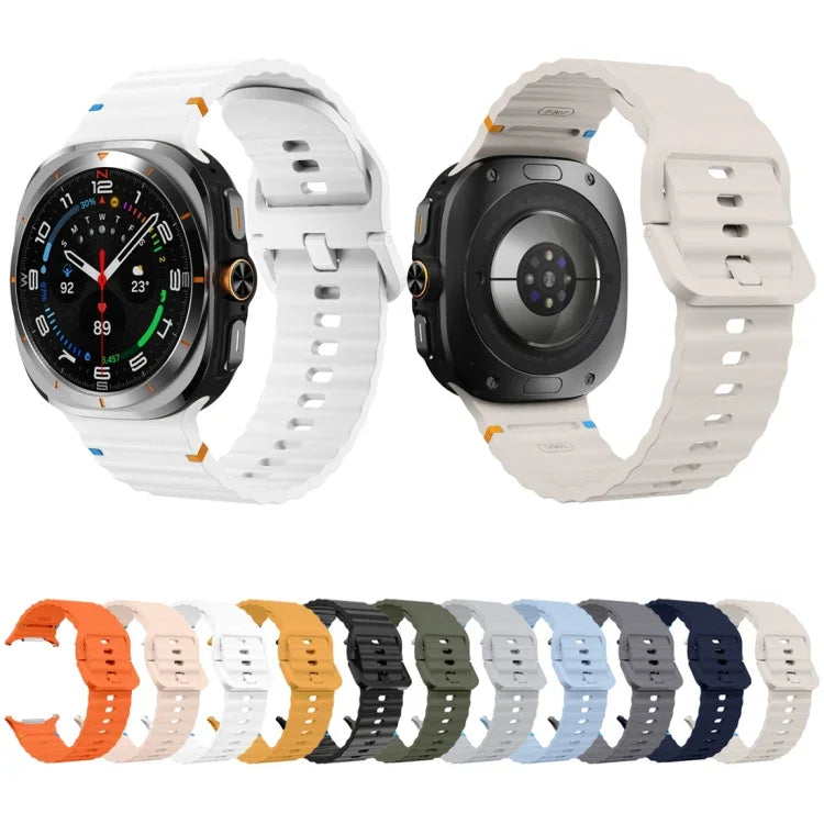 Pulseira de Silicone com Grão Ondulado e Costura, Para Samsung Galaxy Watch Ultra 47mm / Ultra 2025