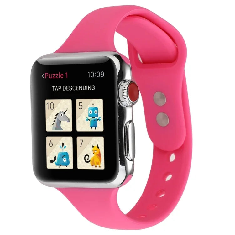 Bracelete de Pulso de Substituição Fina com Fivela Dupla em Silicone, Para Apple Watch Series 7 41mm / 6 & SE & 5 & 4 40mm / 3 & 2 & 1 38mm, Para Apple Watch Series 8&7 41mm / SE 2&6&SE&5&4 40mm / 3&2&1 38mm