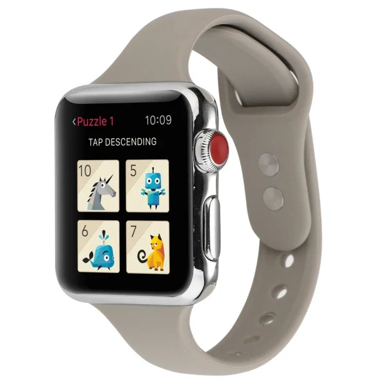 Thin Silicone Double Buckle Replacement Wrist Strap, For Apple Watch Series 7 41mm / 6 & SE & 5 & 4 40mm / 3 & 2 & 1 38mm, For Apple Watch Series 8&7 41mm / SE 2&6&SE&5&4 40mm / 3&2&1 38mm