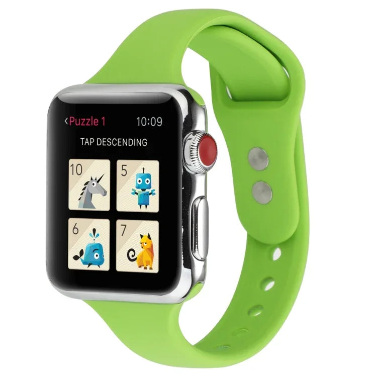 Thin Silicone Double Buckle Replacement Wrist Strap, For Apple Watch Series 7 41mm / 6 & SE & 5 & 4 40mm / 3 & 2 & 1 38mm, For Apple Watch Series 8&7 41mm / SE 2&6&SE&5&4 40mm / 3&2&1 38mm