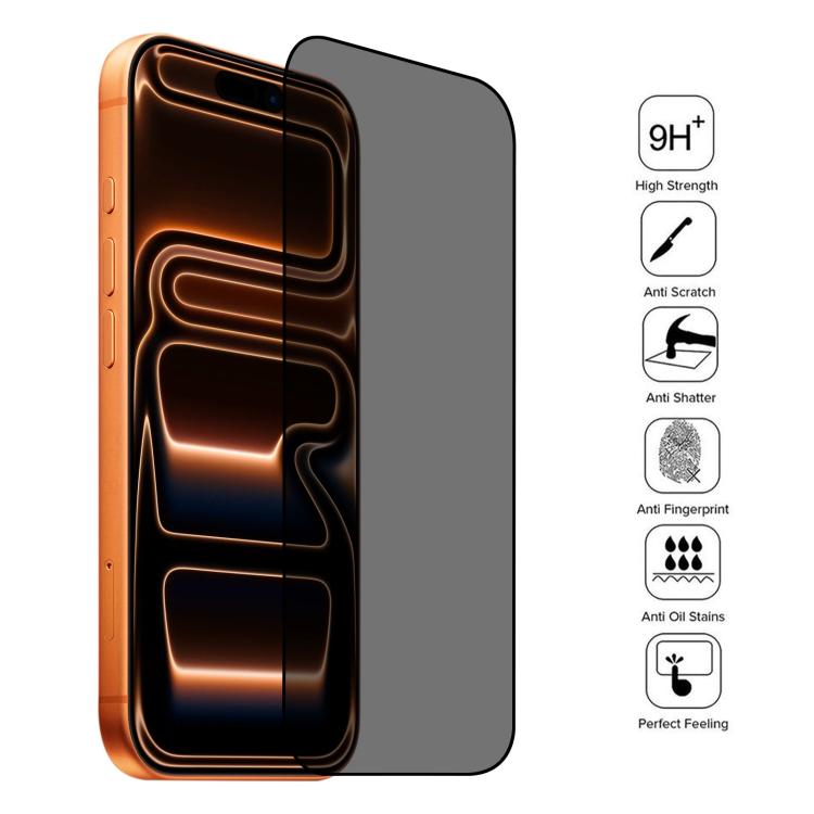 Filme de Vidro Temperado com Ecrã de Seda Anti-espionagem de Cobertura Total, Para iPhone 17 Pro Max, Para iPhone 17 Pro, Para iPhone 17, Para iPhone Air, Para iPhone 16 Pro Max, Para iPhone 16 Pro, Para iPhone 16 Plus, Para iPhone 16