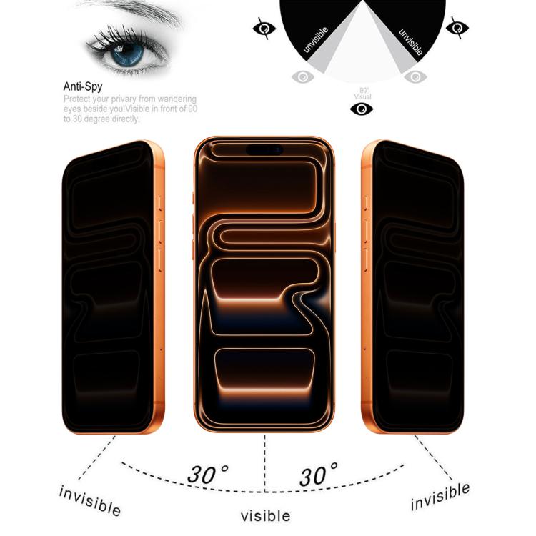 Película de vidro temperado de alta transparência com cobertura total e anti-espionagem, para iPhone 17 Pro Max, para iPhone 17 Pro, para iPhone 17, para iPhone Air, para iPhone 16 Pro Max, para iPhone 16 Pro, para iPhone 16 Plus, para iPhone 16
