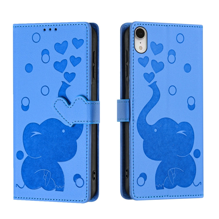 Capa de telemóvel em pele com relevo de elefante cartoon, para iPhone XR, para iPhone XS Max, para iPhone 8 Plus / 7 Plus