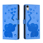 Capa de telemóvel em pele com relevo de elefante cartoon, para iPhone XR, para iPhone XS Max, para iPhone 8 Plus / 7 Plus
