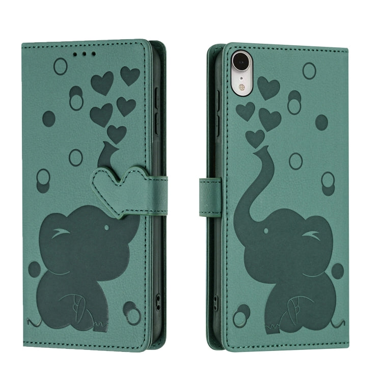 Capa de telemóvel em pele com relevo de elefante cartoon, para iPhone XR, para iPhone XS Max, para iPhone 8 Plus / 7 Plus