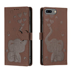 Capa de telemóvel em pele com relevo de elefante cartoon, para iPhone XR, para iPhone XS Max, para iPhone 8 Plus / 7 Plus