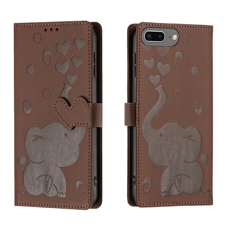 Capa de telemóvel em pele com relevo de elefante cartoon, para iPhone XR, para iPhone XS Max, para iPhone 8 Plus / 7 Plus