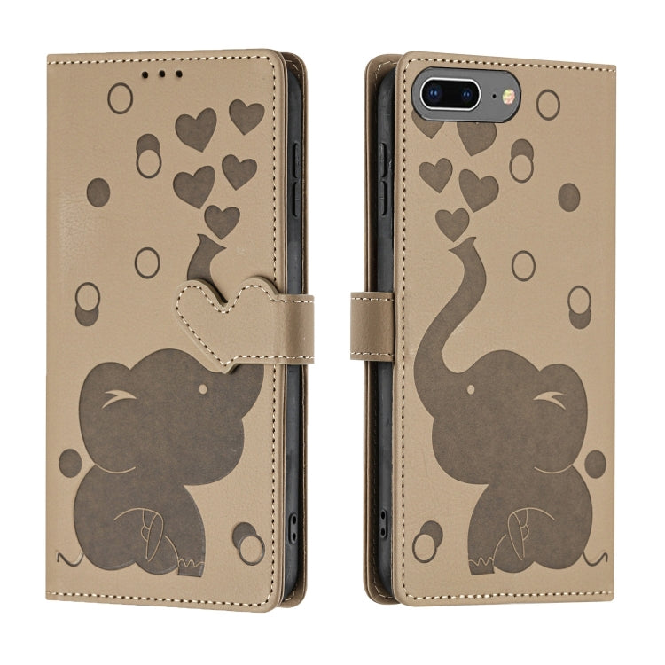 Capa de telemóvel em pele com relevo de elefante cartoon, para iPhone XR, para iPhone XS Max, para iPhone 8 Plus / 7 Plus