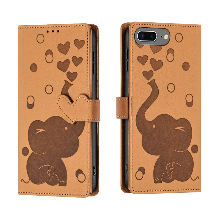 Capa de telemóvel em pele com relevo de elefante cartoon, para iPhone XR, para iPhone XS Max, para iPhone 8 Plus / 7 Plus