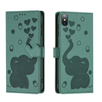 Capa de telemóvel em pele com relevo de elefante cartoon, para iPhone XR, para iPhone XS Max, para iPhone 8 Plus / 7 Plus