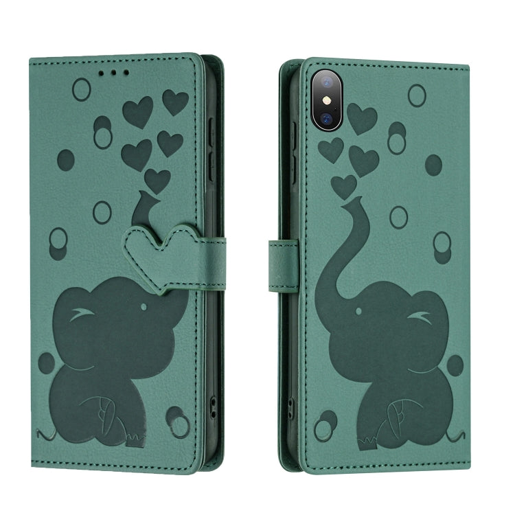 Capa de telemóvel em pele com relevo de elefante cartoon, para iPhone XR, para iPhone XS Max, para iPhone 8 Plus / 7 Plus