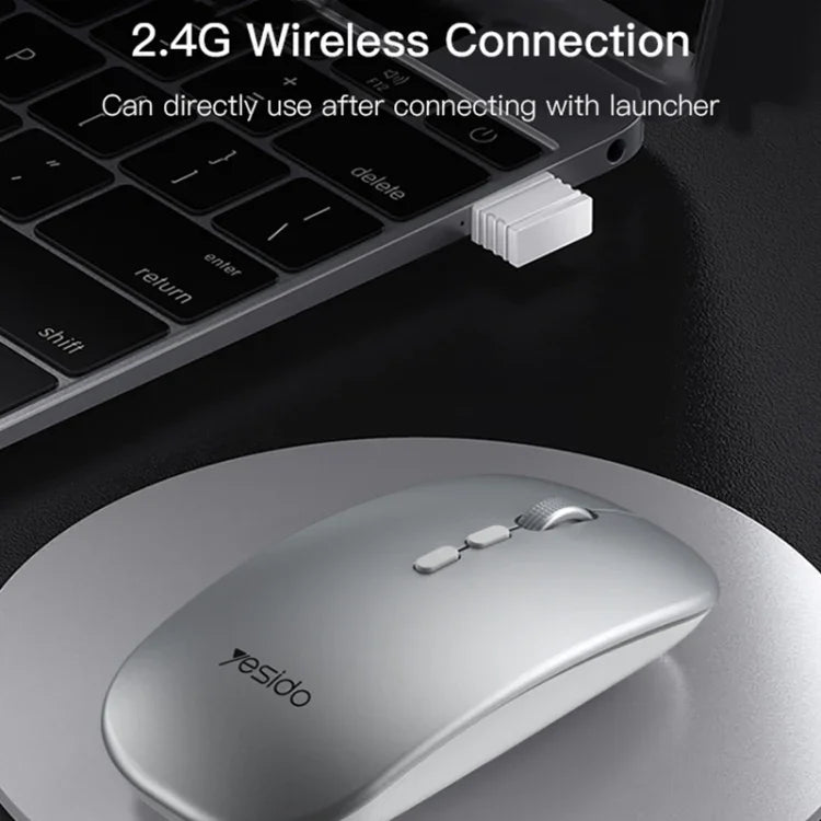 Rato Óptico Sem Fios Recarregável Slim Yesido KB15 2.4G, KB15
