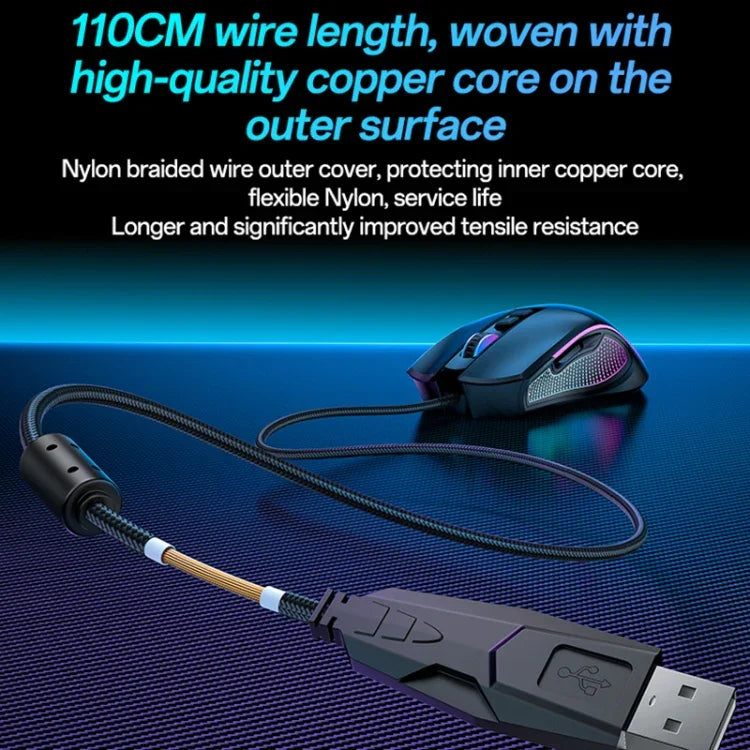 Rato Com Fio USB RGB 7200DPI Yesido KB20, KB20