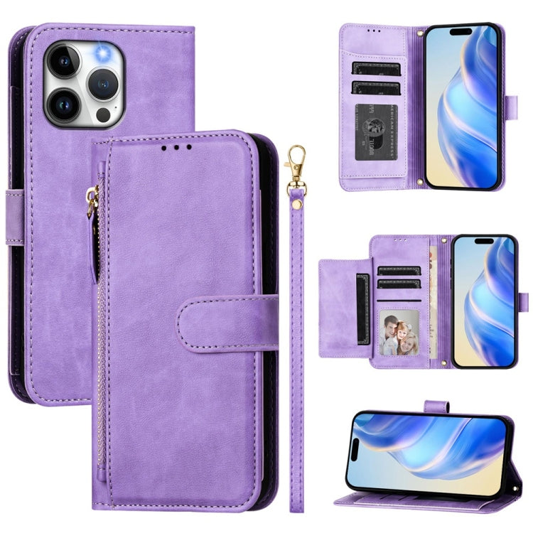 Capa de Telefone em Pele com Carteira com Fecho e Múltiplos Espaços para Cartões, Para iPhone 16, Para iPhone 15 Pro Max, Para iPhone 15 Pro, Para iPhone 15 Plus, Para iPhone 15, Para iPhone 14 Plus, Para iPhone 14 / 13, Para iPhone 14 Pro