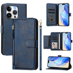 Capa de Telefone em Pele com Carteira com Fecho e Múltiplos Espaços para Cartões, Para iPhone 16, Para iPhone 15 Pro Max, Para iPhone 15 Pro, Para iPhone 15 Plus, Para iPhone 15, Para iPhone 14 Plus, Para iPhone 14 / 13, Para iPhone 14 Pro