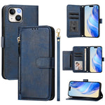 Capa de Telefone em Pele com Carteira com Fecho e Múltiplos Espaços para Cartões, Para iPhone 16, Para iPhone 15 Pro Max, Para iPhone 15 Pro, Para iPhone 15 Plus, Para iPhone 15, Para iPhone 14 Plus, Para iPhone 14 / 13, Para iPhone 14 Pro