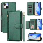 Capa de Telefone em Pele com Carteira com Fecho e Múltiplos Espaços para Cartões, Para iPhone 16, Para iPhone 15 Pro Max, Para iPhone 15 Pro, Para iPhone 15 Plus, Para iPhone 15, Para iPhone 14 Plus, Para iPhone 14 / 13, Para iPhone 14 Pro